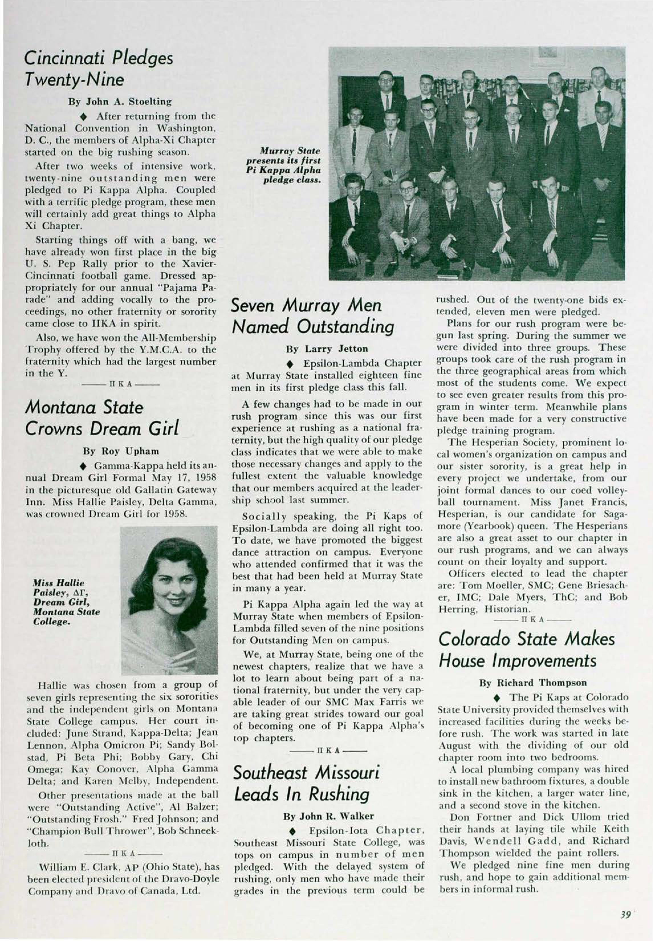 Cincinnati Pledges Twenty - Nine